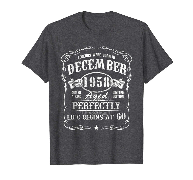 Beautiful December 1958 Retro Vintage 60th Birthday Decorations Men's T-Shirt Dark Heather