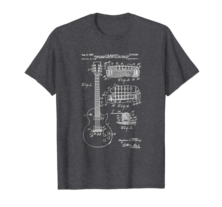 Adorable Guitar Patent Print 1955 Vintage Patent Print Ar Men's T-Shirt Dark Heather