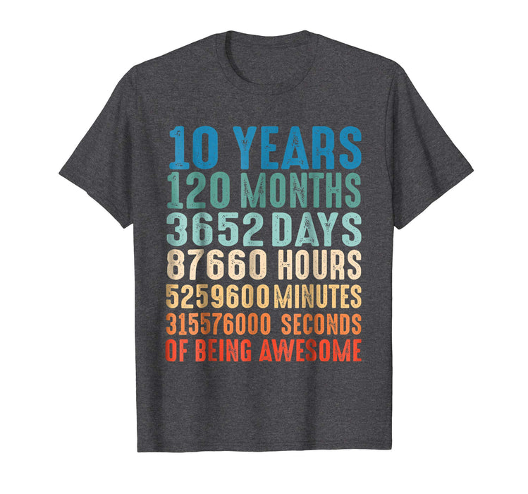 Wonderful 10 Years Old 10th Birthday Vintage Retro 120 Months Men's T-Shirt Dark Heather