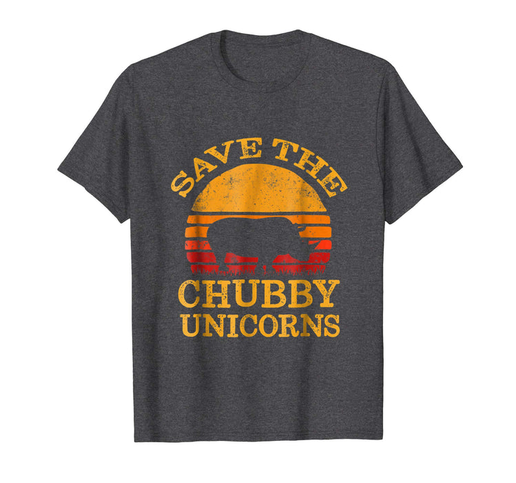 Funny Save The Chubby Unicorns . Vintage Retro Colors Men's T-Shirt Dark Heather
