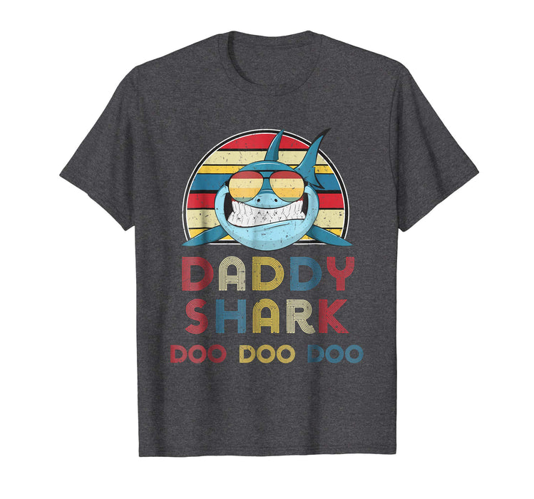 Adorable Retro Vintage Daddy Sharks Gift For Father Men's T-Shirt Dark Heather