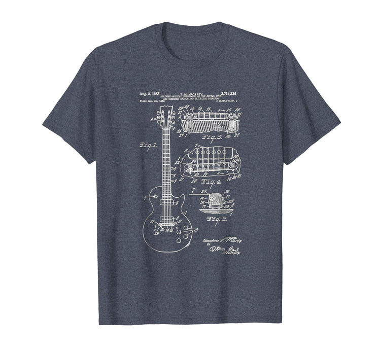 Adorable Guitar Patent Print 1955 Vintage Patent Print Ar Men's T-Shirt Heather Blue