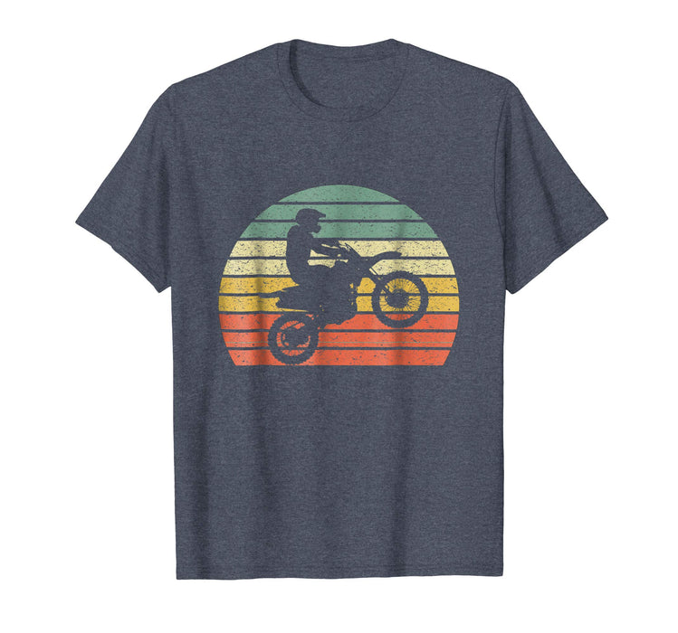Cool Vintage Motocross Dirt Bike Silhouette Retro Men's T-Shirt Heather Blue