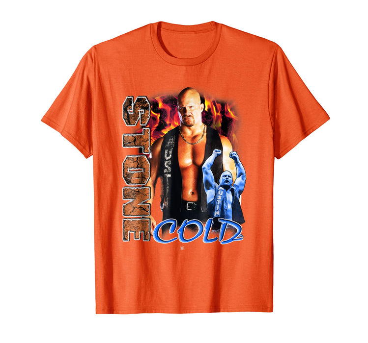 Adorable Wwe Stone Cold Steve Austin Retro Men's T-Shirt Orange