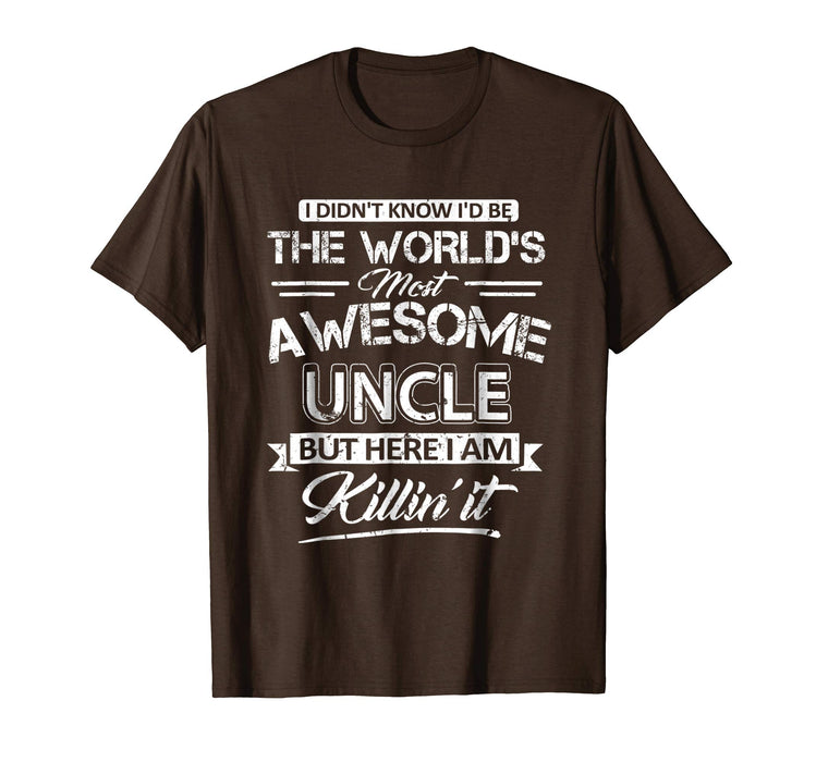Beautiful World's Most Awesome Uncle Vintage Funny Uncle Men's T-Shirt Brown