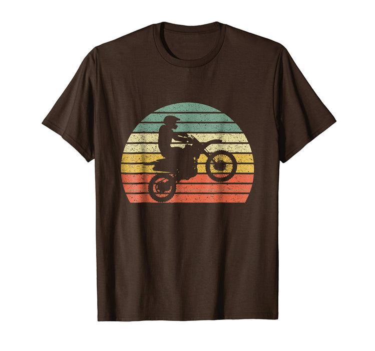 Cool Vintage Motocross Dirt Bike Silhouette Retro Men's T-Shirt Brown