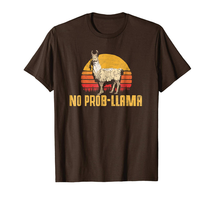 Cool No Prob Llama! Retro Funny Llama Alpaca Men's T-Shirt Brown