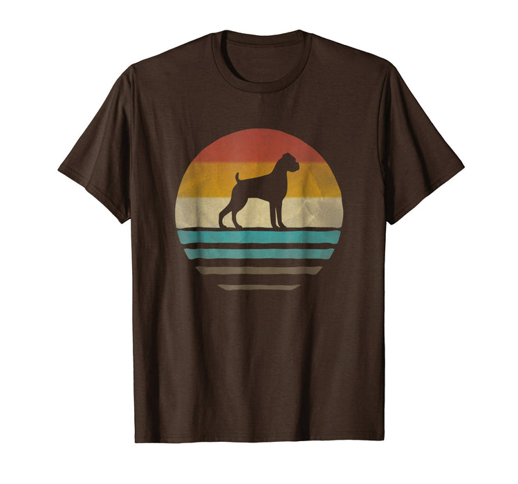 Hot Boxer Dog Retro Vintage 70s Silhouette Breed Gift Men's T-Shirt Brown