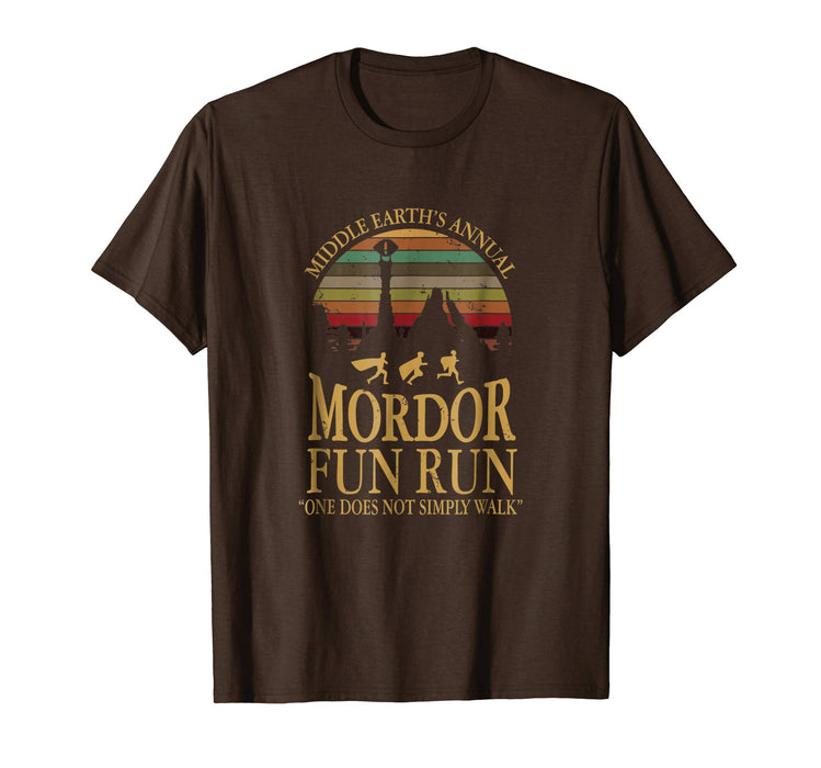 Wonderful Middle Earth's Annual Mordor Fun Run Vintage Men's T-Shirt Brown