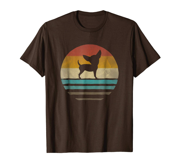 Wonderful Chihuahua Dog Retro Vintage 70s Silhouette Breed Gift Men's T-Shirt Brown