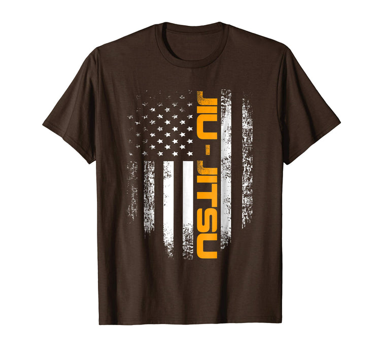 Wonderful Vintage American Usa Flag Brazilian Jiu Jitsu Bjj Gift Men's T-Shirt Brown