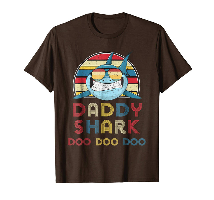 Adorable Retro Vintage Daddy Sharks Gift For Father Men's T-Shirt Brown