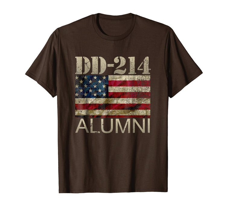 Great Dd 214 Army Alumni Vintage American Flag Men's T-Shirt Brown