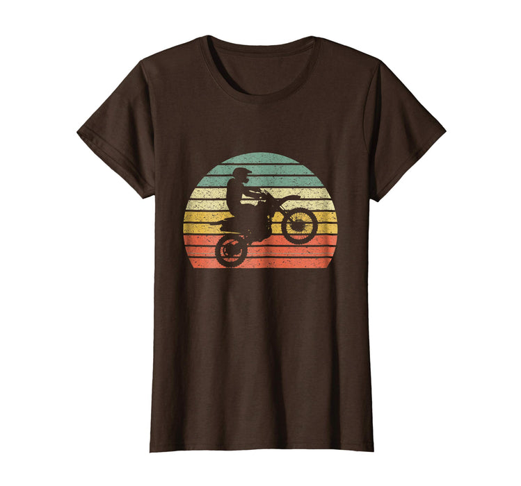 Cool Vintage Motocross Dirt Bike Silhouette Retro Women's T-Shirt Brown