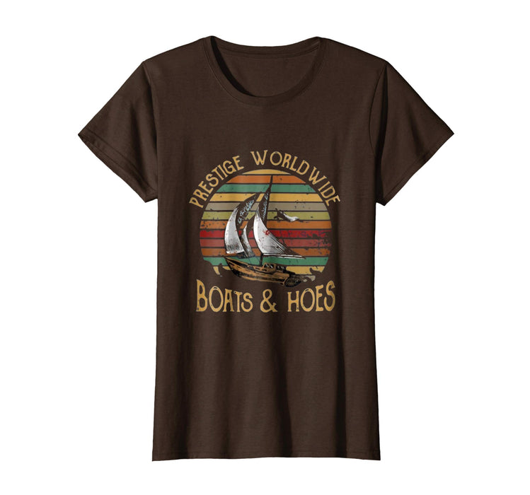 Beautiful Prestige Worldwide Boats And Hoes Sunset Vintage Tee Women's T-Shirt Brown
