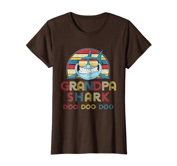Hotest Retro Vintage Grandpa Sharks Gift For Mens Women's T-Shirt Brown