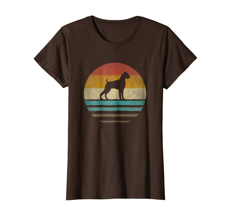 Hot Boxer Dog Retro Vintage 70s Silhouette Breed Gift Women's T-Shirt Brown