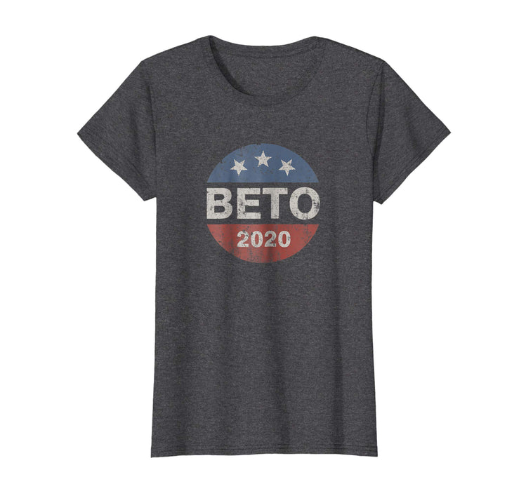 Funny Beto 2020 Vintage Button Beto O'rourke Women's T-Shirt Dark Heather