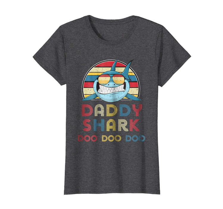Adorable Retro Vintage Daddy Sharks Gift For Father Women's T-Shirt Dark Heather