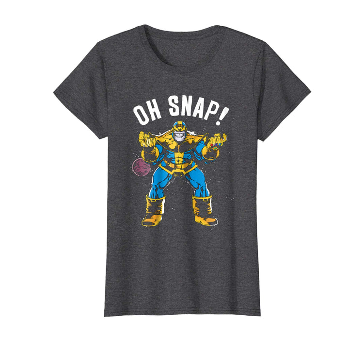 Funny Marvel Thanos Space Oh Snap! Retro Comic Style Women's T-Shirt Dark Heather
