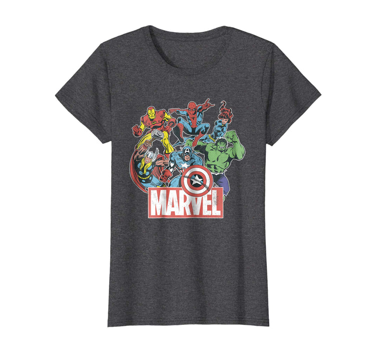 Beautiful Marvel Avengers Team Retro Comic Vintage Graphic Women's T-Shirt Dark Heather