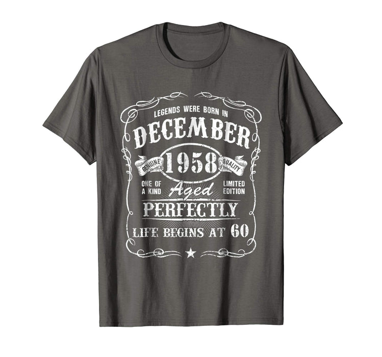 Beautiful December 1958 Retro Vintage 60th Birthday Decorations Men's T-Shirt Asphalt