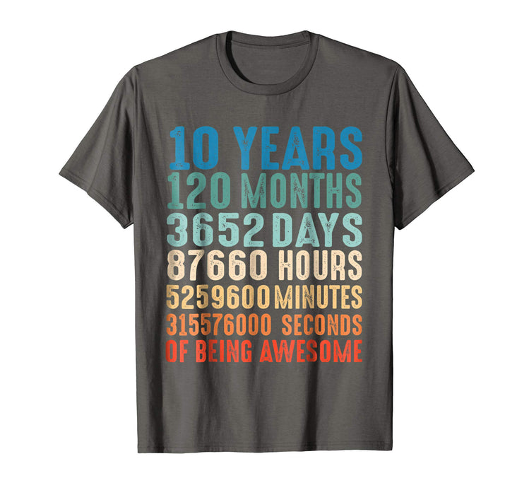 Wonderful 10 Years Old 10th Birthday Vintage Retro 120 Months Men's T-Shirt Asphalt