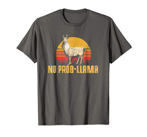 Cool No Prob Llama! Retro Funny Llama Alpaca Men's T-Shirt Asphalt