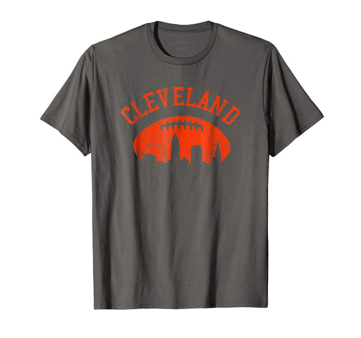 Great Downtown Cleveland City Skyline Football Vintage Fan Men's T-Shirt Asphalt