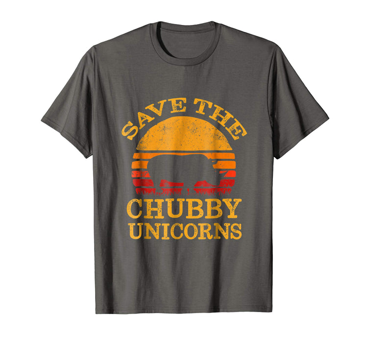 Funny Save The Chubby Unicorns . Vintage Retro Colors Men's T-Shirt Asphalt
