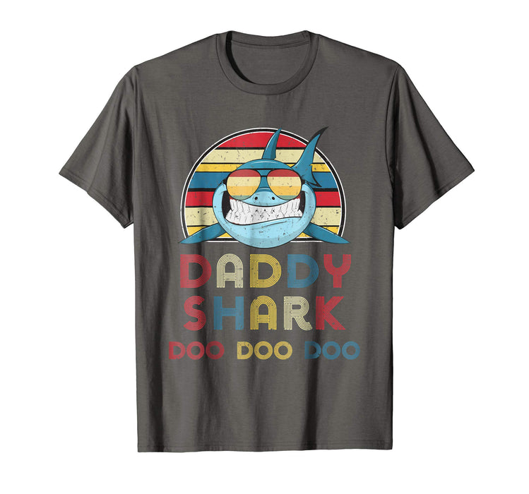 Adorable Retro Vintage Daddy Sharks Gift For Father Men's T-Shirt Asphalt