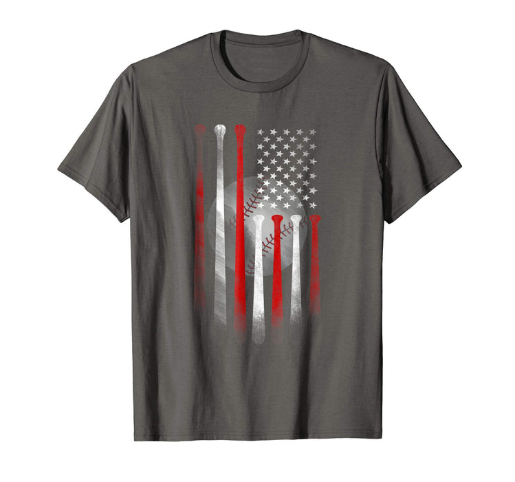 Wonderful American Flag Vintage Baseball Flag Dad Mom Tee Men's T-Shirt Asphalt