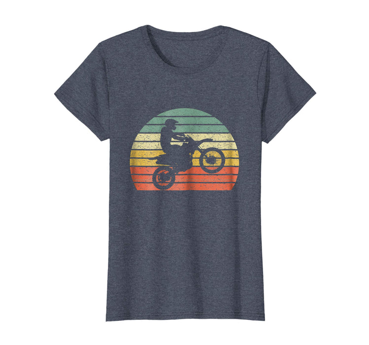 Cool Vintage Motocross Dirt Bike Silhouette Retro Women's T-Shirt Heather Blue