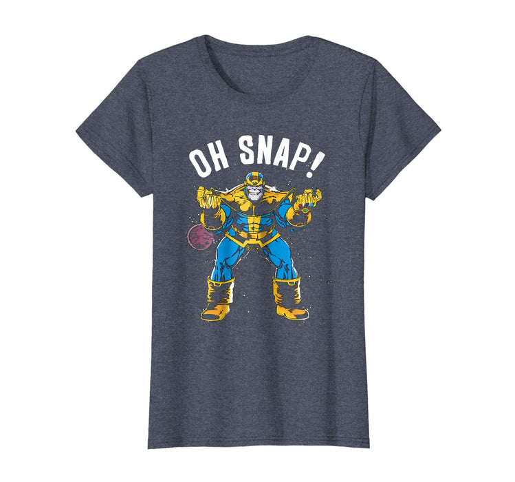 Funny Marvel Thanos Space Oh Snap! Retro Comic Style Women's T-Shirt Heather Blue