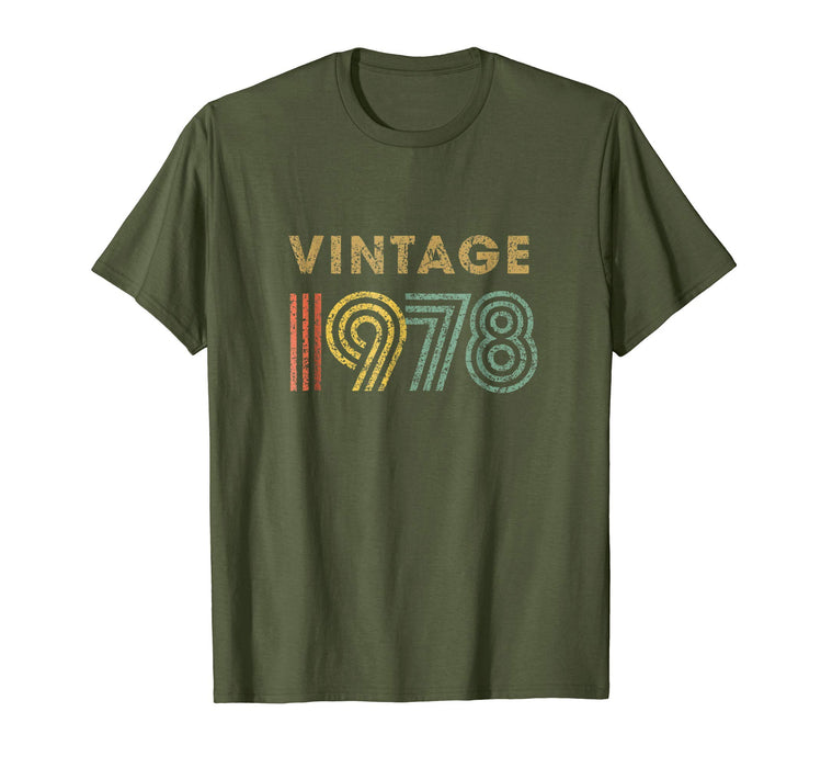Funny Vintage Born In 1978 Retro 40th Birthday Gift Men's T-Shirt Olive