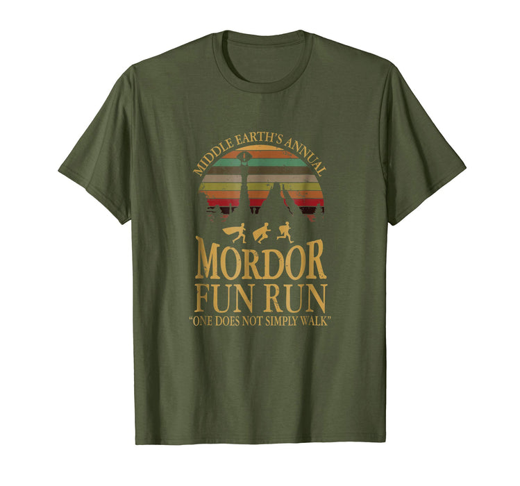 Wonderful Middle Earth's Annual Mordor Fun Run Vintage Men's T-Shirt Olive