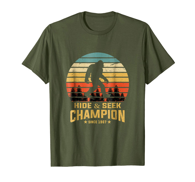 Wonderful Hide And Seek World Champion Bigfoot Retro Vintage Men's T-Shirt Olive