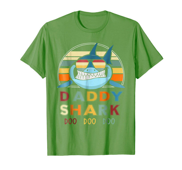 Funny Retro Vintage Daddy Shark Gift For Father Men's T-Shirt Grass