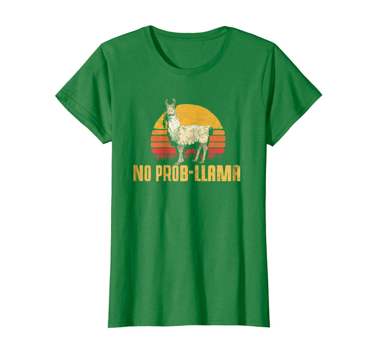 Cool No Prob Llama! Retro Funny Llama Alpaca Women's T-Shirt Kelly Green