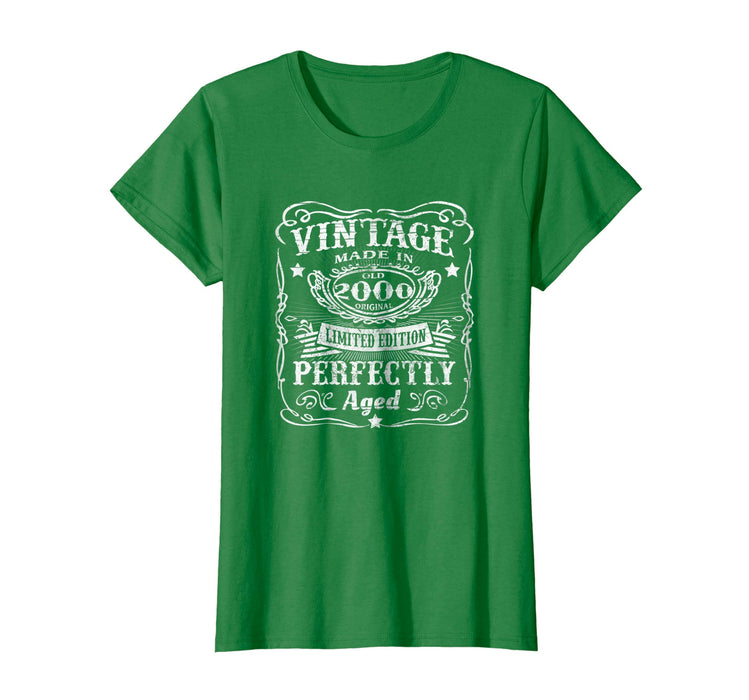Hot Vintage 2000 Perfectly 18th Birthday 18 Years Old Women's T-Shirt Kelly Green