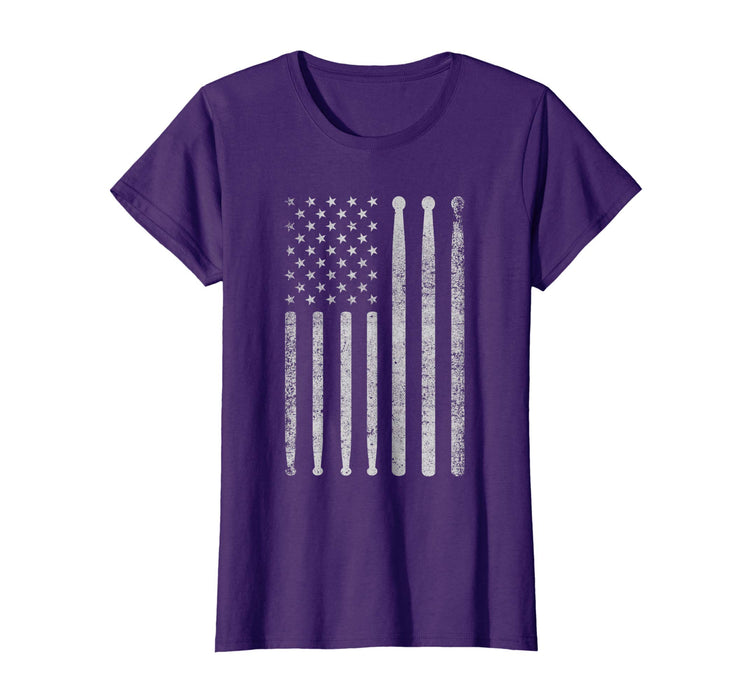 Wonderful Vintage Drum Drummer Usa American Flag Tee Gift Women's T-Shirt Purple
