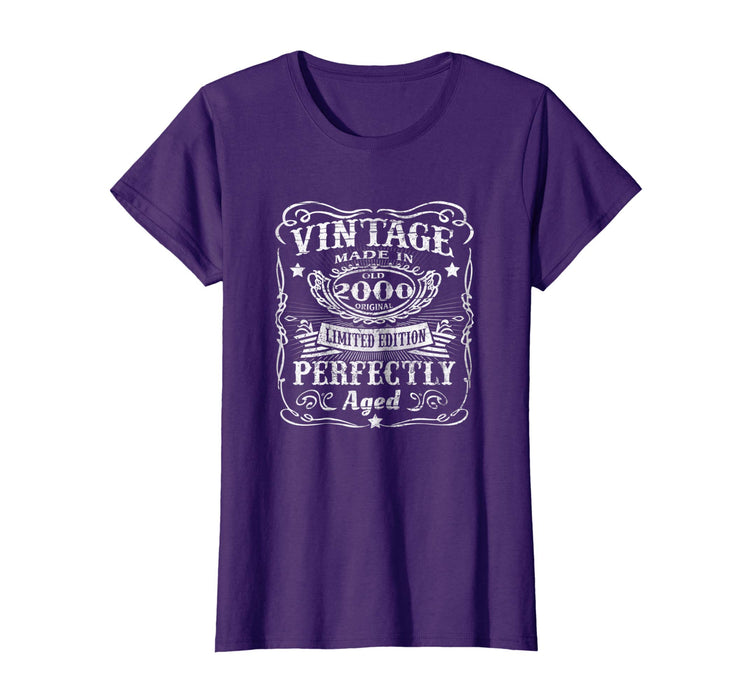 Hot Vintage 2000 Perfectly 18th Birthday 18 Years Old Women's T-Shirt Purple