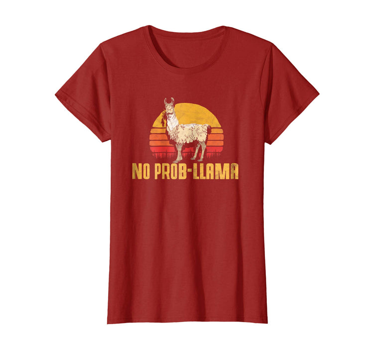 Cool No Prob Llama! Retro Funny Llama Alpaca Women's T-Shirt Cranberry