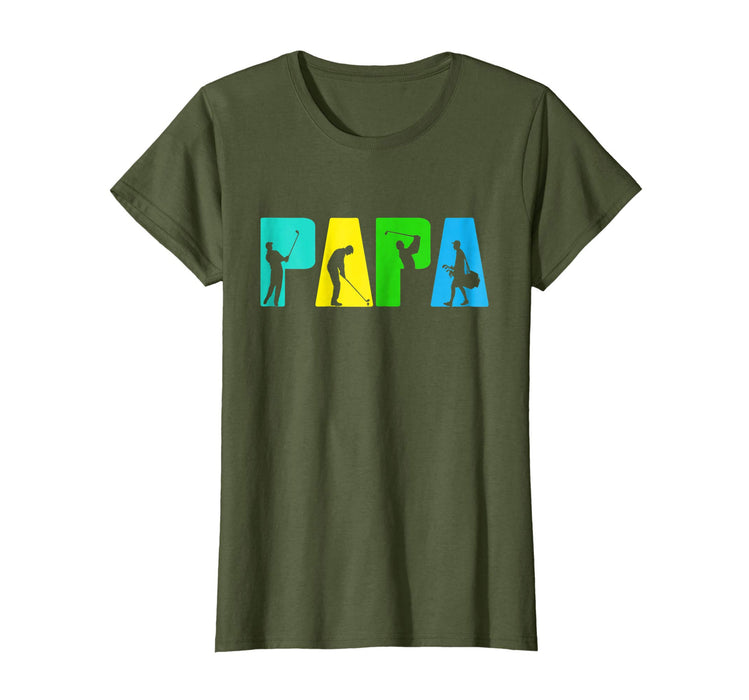Beautiful Retro Golfing Papa . Golf Gifts For Fathers Day Women's T-Shirt Olive