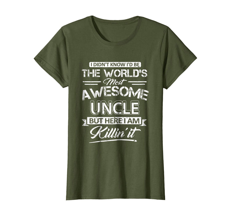 Beautiful World's Most Awesome Uncle Vintage Funny Uncle Women's T-Shirt Olive