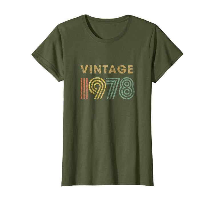 Funny Vintage Born In 1978 Retro 40th Birthday Gift Women's T-Shirt Olive