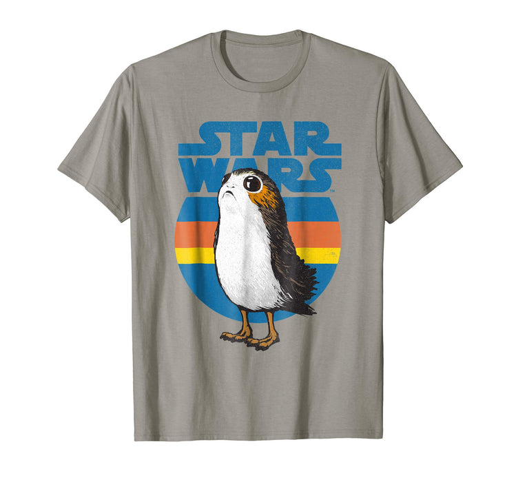 Hot Star Wars Last Jedi Porg Retro Stripes Logo Graphic Men's T-Shirt Slate
