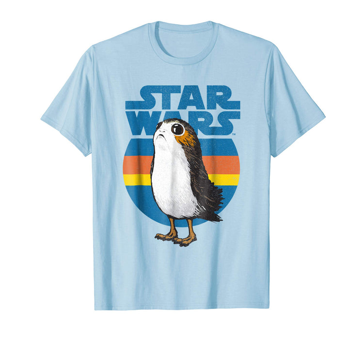 Hot Star Wars Last Jedi Porg Retro Stripes Logo Graphic Men's T-Shirt Baby Blue