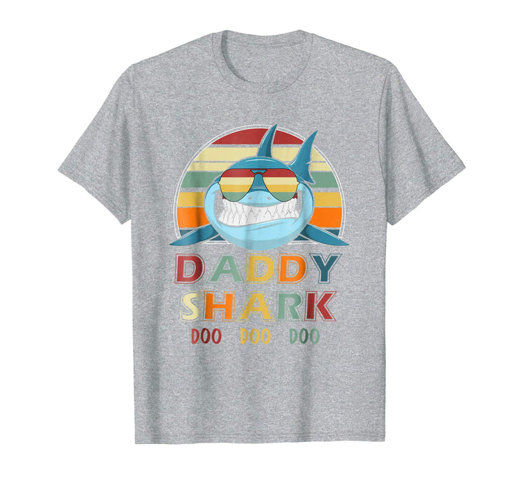 Wonderful Retro Vintage Daddy Shark Gift For Father Men's T-Shirt Heather Grey