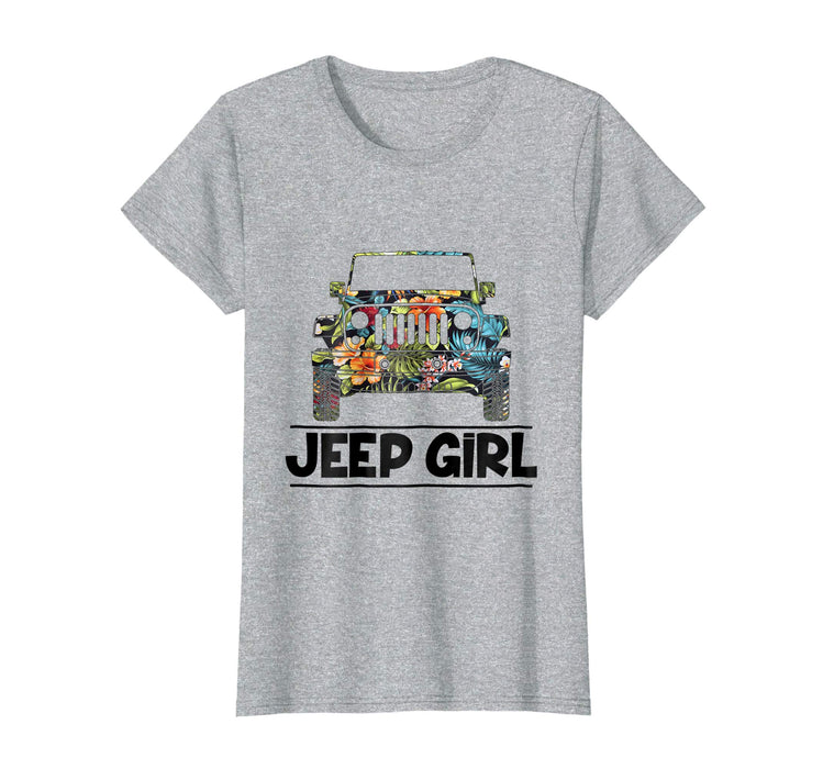 Hot Vintage Flower Jeep Girl Summer Funny Birthday Gift Women's T-Shirt Heather Grey